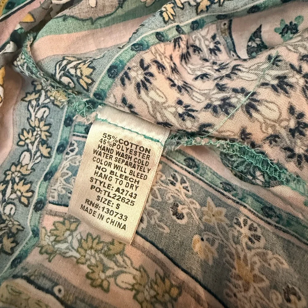 Umgee Boho Dress Size Small Bell Sleeve Paisley PocketsTassel Tie Back Beach - Picture 14 of 15